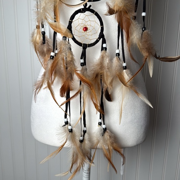 Dreamcatcher with wolf(s) picture and Feathers and Beads - Picture 4 of 16